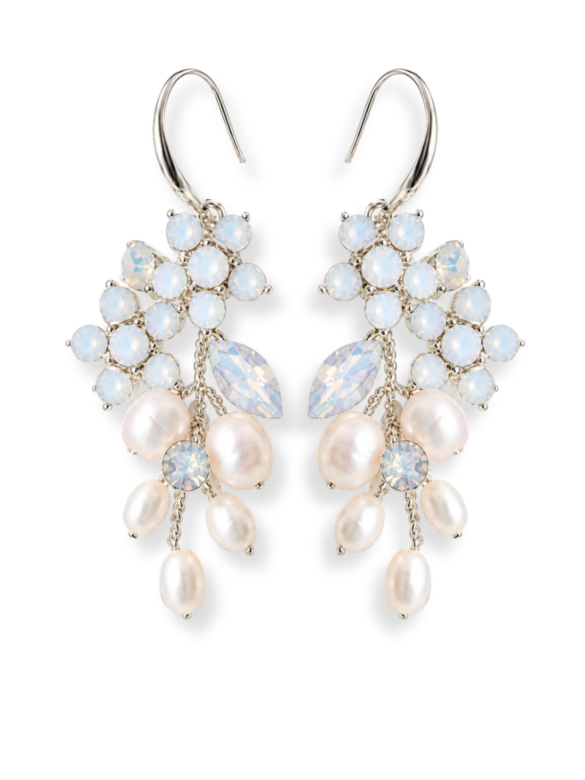 ANNIS WIESBADEN EST. 2021 Earrings 'Brautohrring "Lumiére" – Ohrringe mit opalweißem Schimmer & Perlen' in White: front