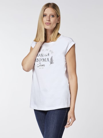 Oklahoma Jeans T-Shirt ' mit Statement-Print aus Jersey ' in Weiß: predná strana