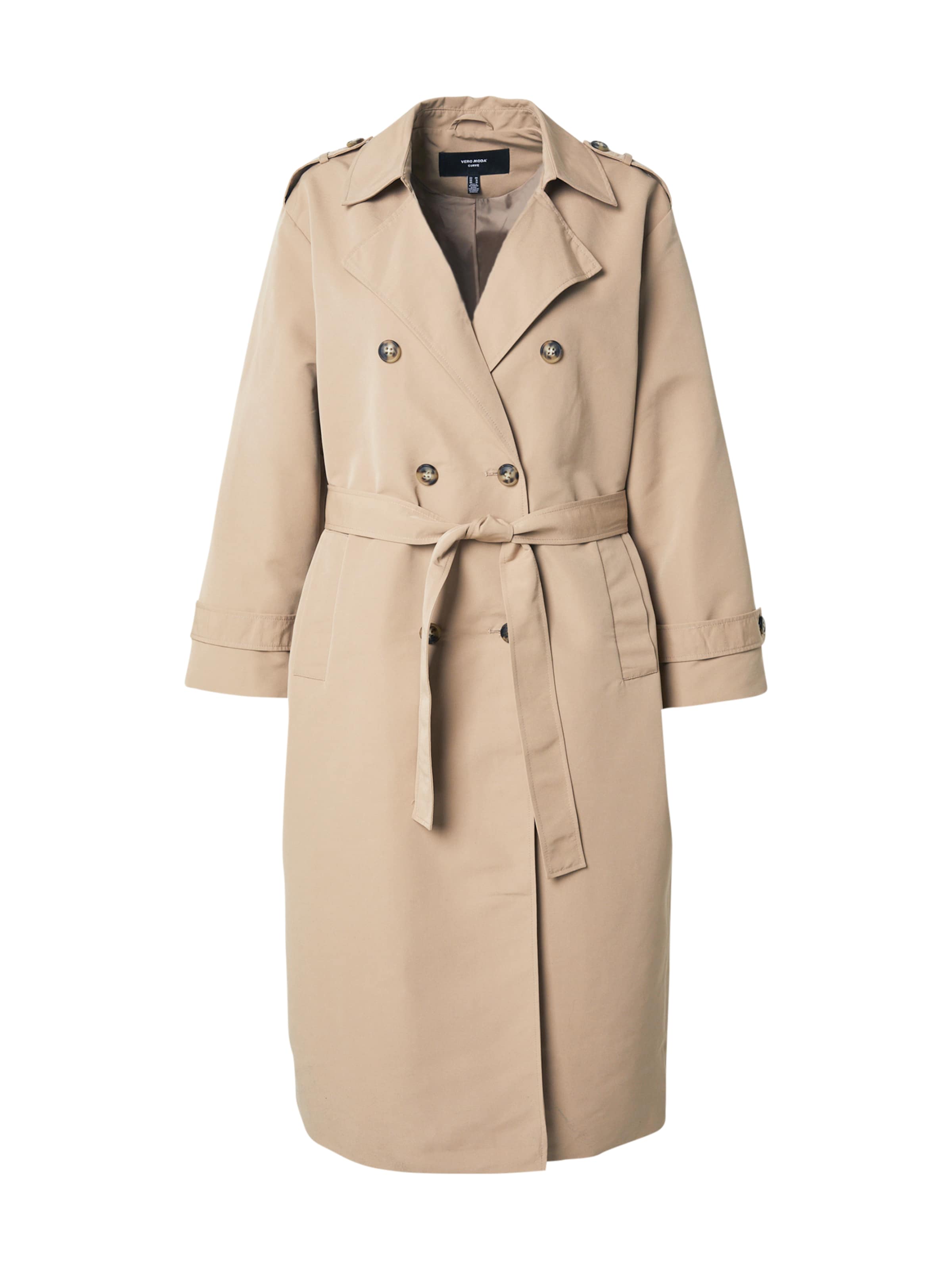 Vero Moda Curve Between-Seasons Coat 'VMCCHLOE' in Beige: front