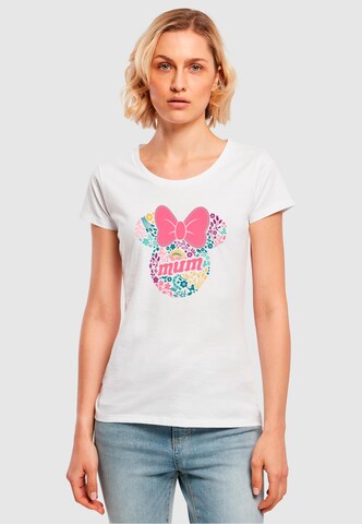 ABSOLUTE CULT Shirt 'Mother's Day - Minnie Mum Flower' in Wit: voorkant