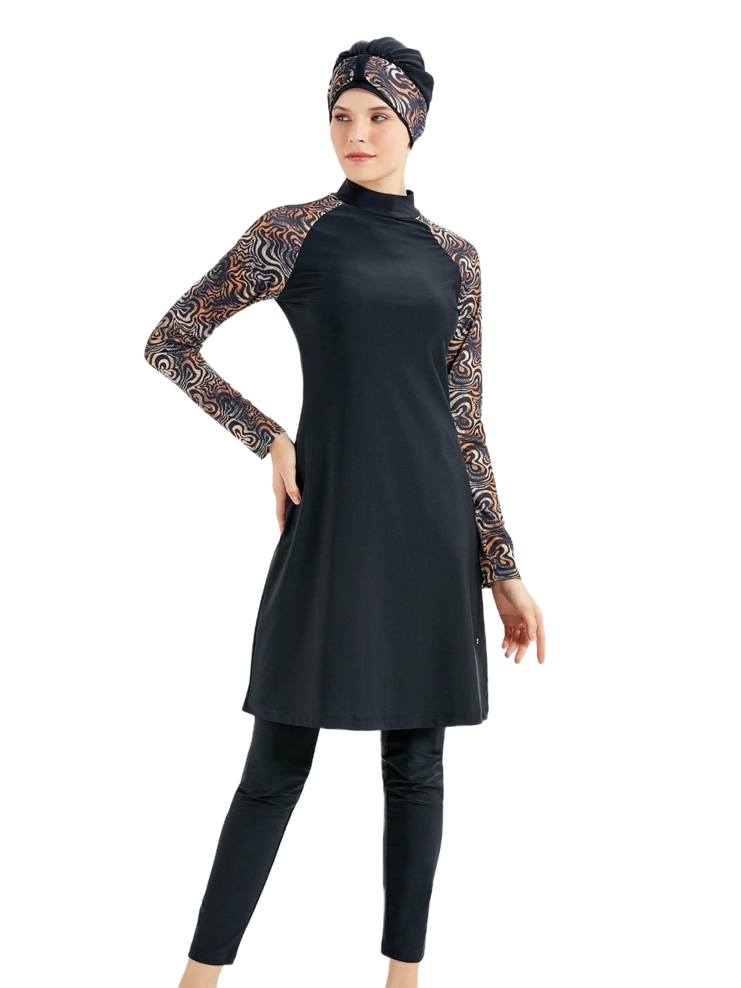 C&City Hijab Badeanzug in Schwarz: Vorderseite