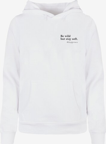 Merchcode Sweatshirt 'Happines' in White: front