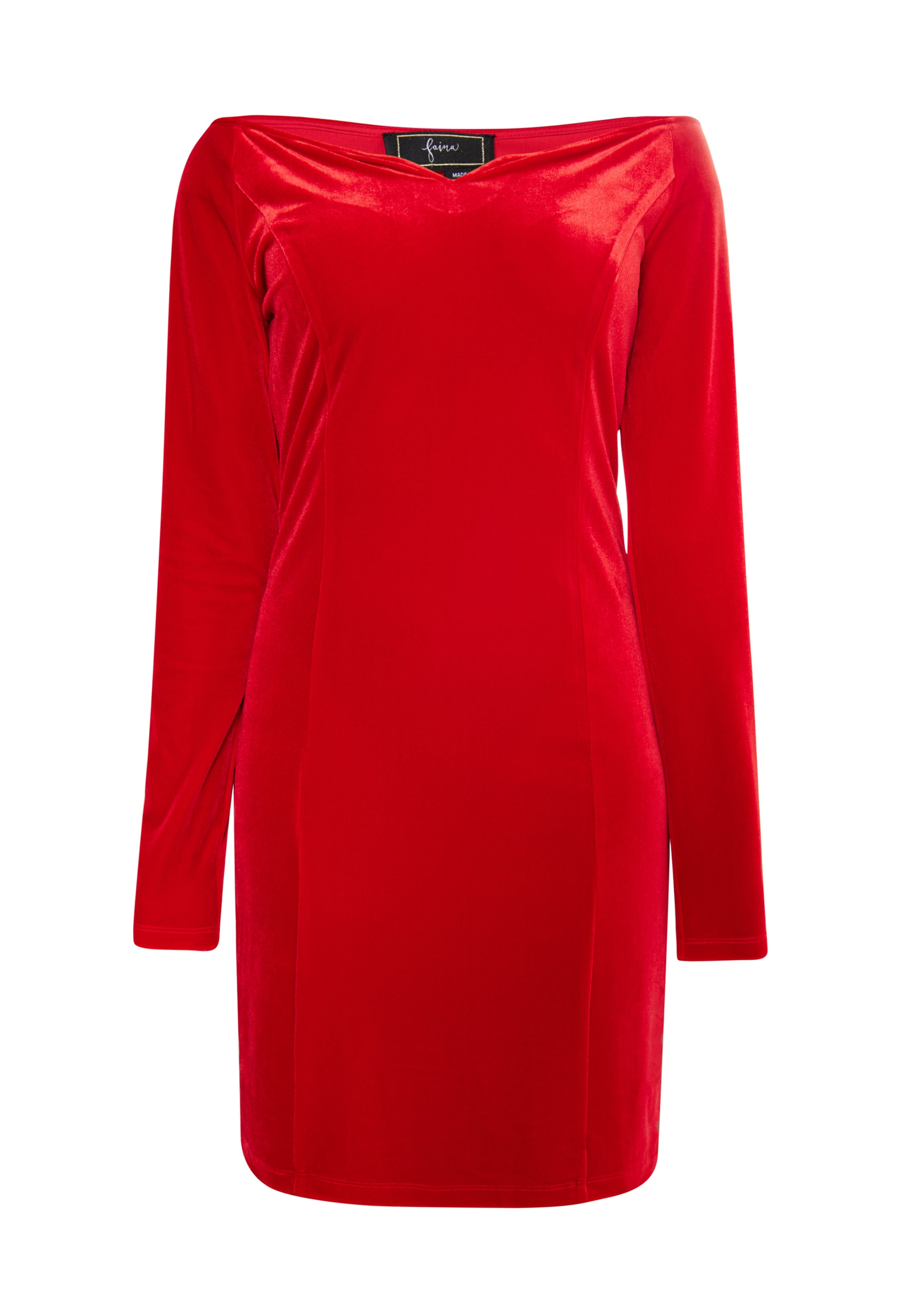 Abito da cocktail di faina in rosso: frontale