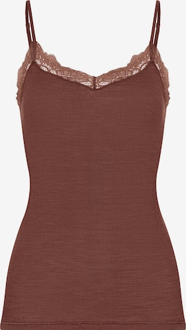 Haut ' Woolen Lace ' Hanro en marron : devant