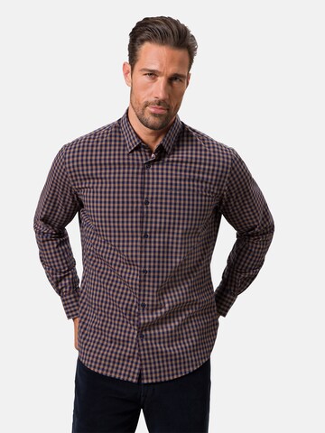 PIERRE CARDIN Regular fit Overhemd in Bruin: voorkant