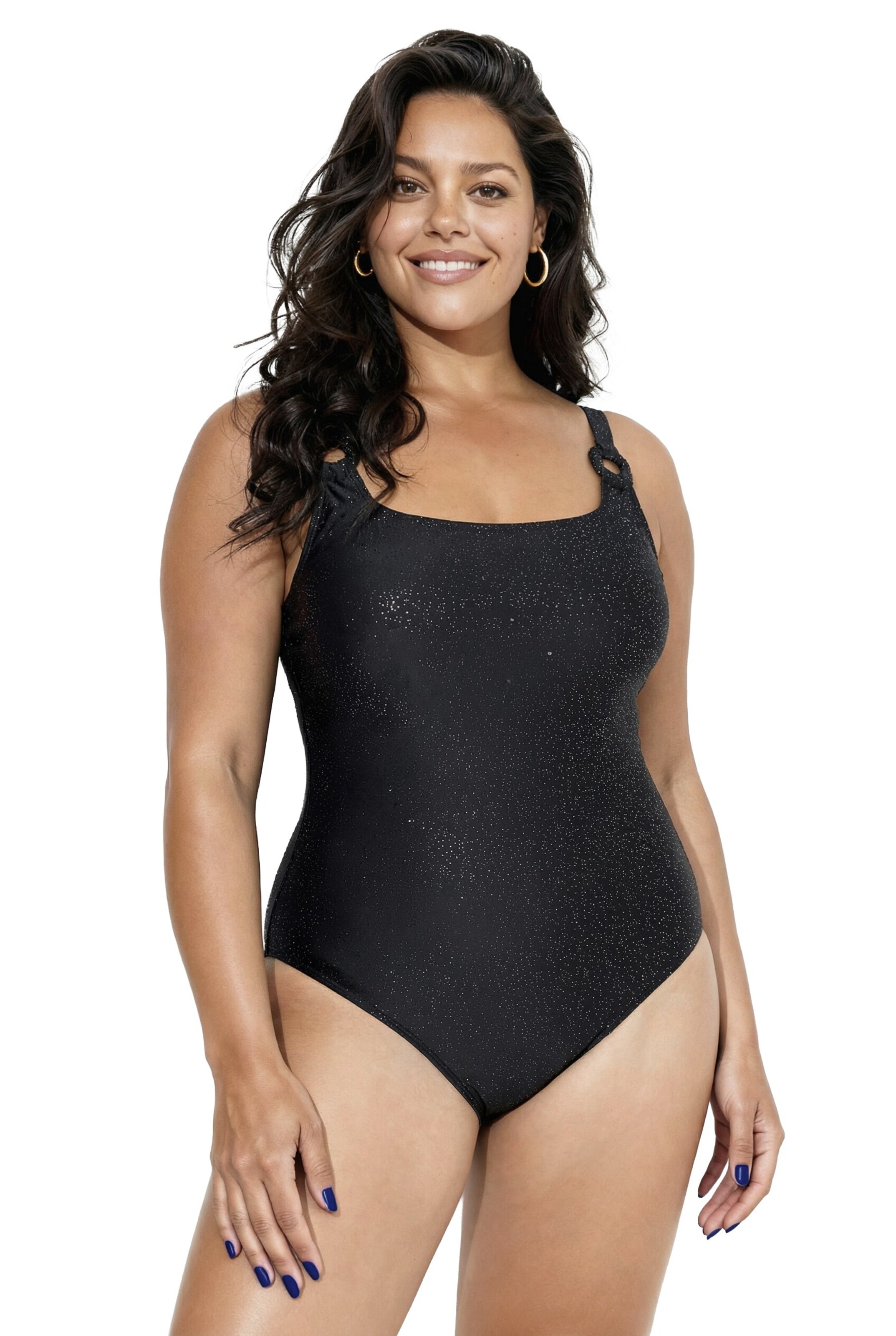 Ulla Popken Swimsuit in Black: front