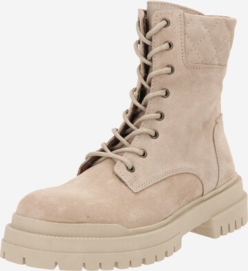 BULLBOXER Lace-Up Ankle Boots in Beige: front