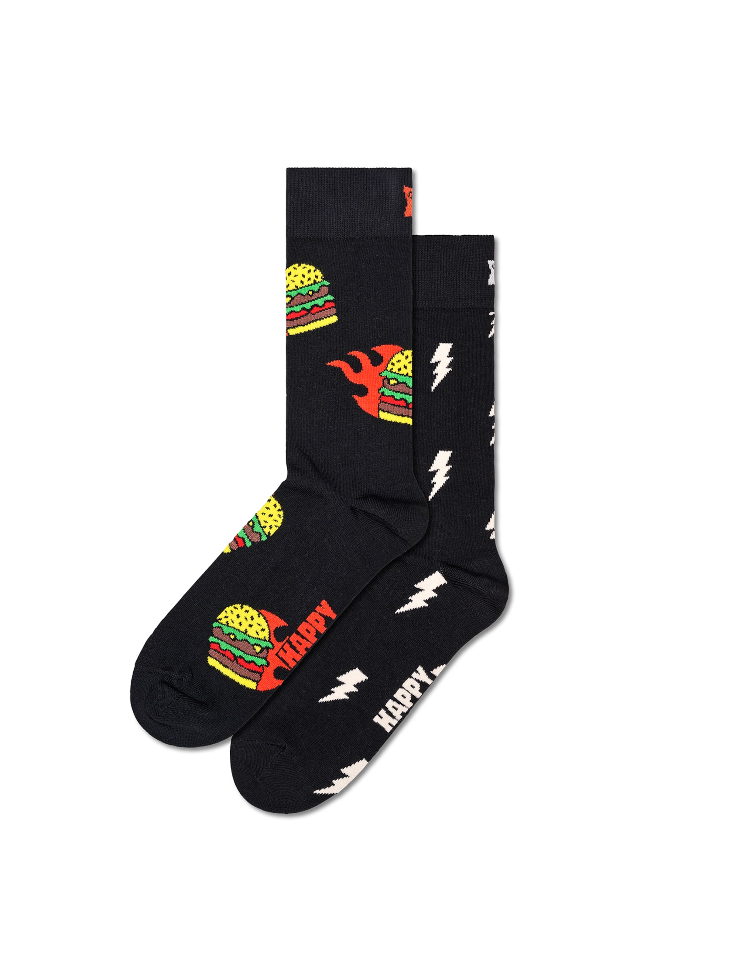 Happy Socks Zokni 'Blast Off Burger' - fekete: elől