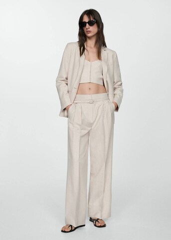 MANGO Wide leg Pleated Pants 'Gina' in Beige