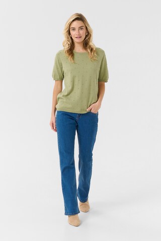 Cream Sweater 'Hanne' in Green