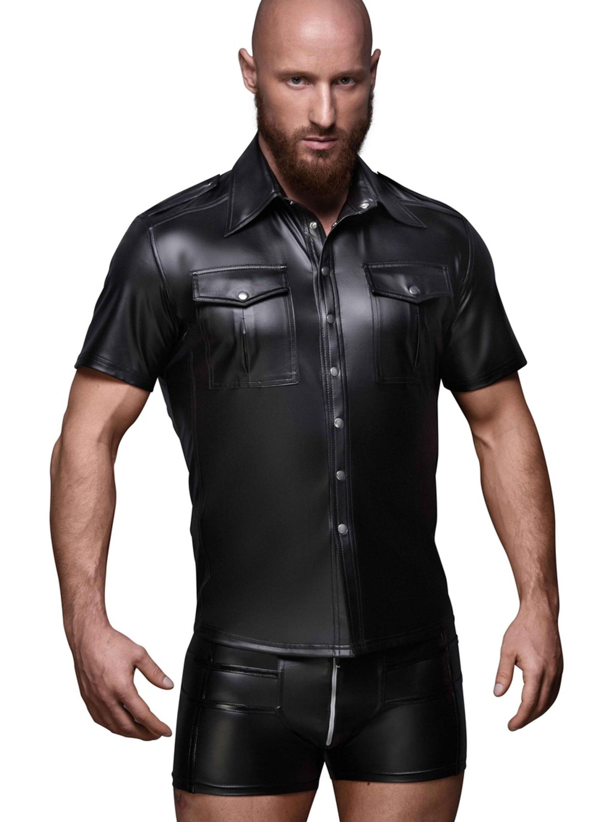 Noir Handmade Slim fit Shirt in Black: front