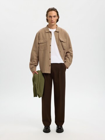 SELECTED Regular fit Overhemd 'SLH-LEROY SUN' in Bruin