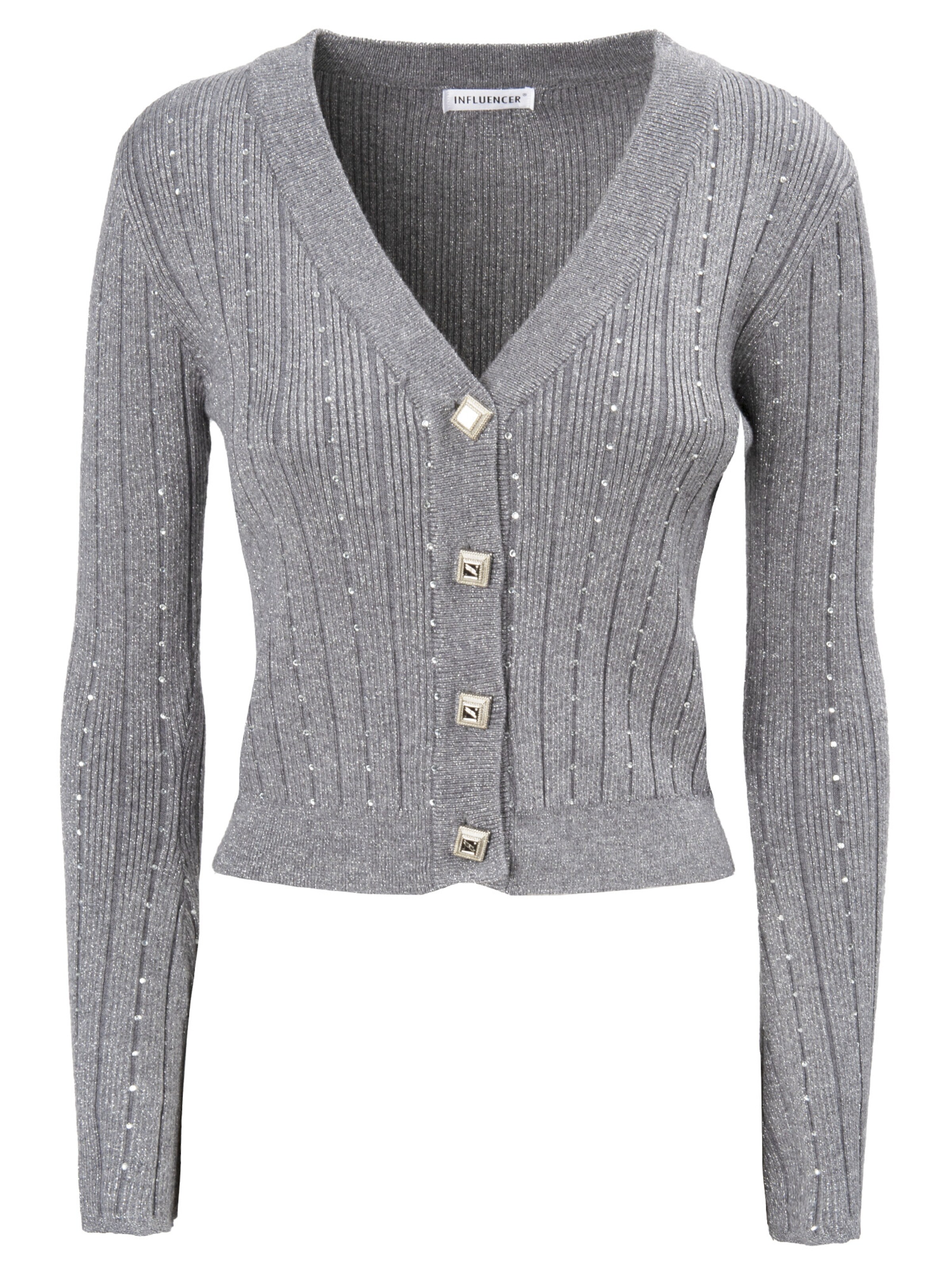 Influencer Kardigán - Sivá: predná strana