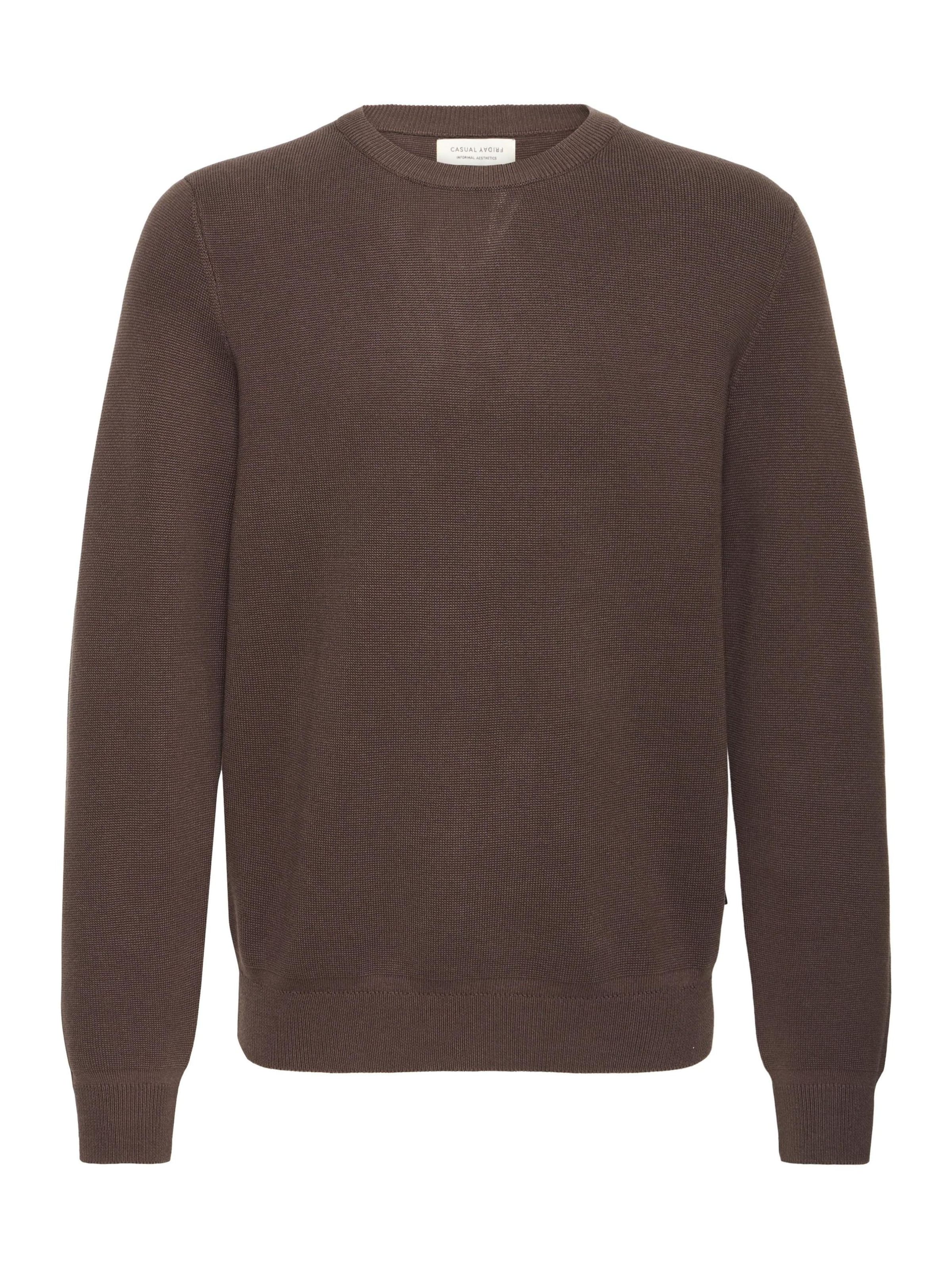 Casual Friday Strickpullover ' CFTHEO ' in Braun: Vorderseite