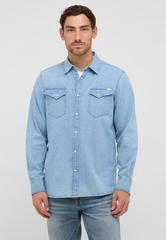 MUSTANG Comfort fit Button Up Shirt 'Duver' in Blue