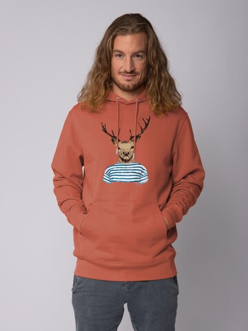 Watapparel Sweatshirt ' Hirsch ' in Braun: Vorderseite