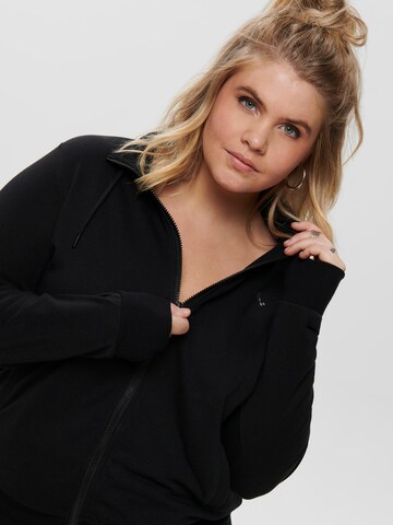 Only Play Curvy Athletic Zip-Up Hoodie 'Elina' in Black