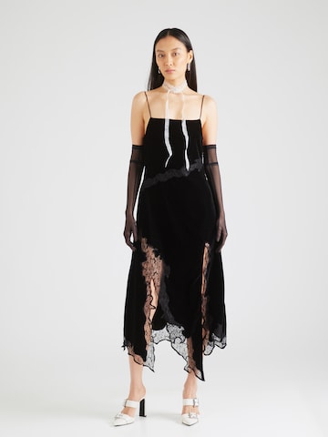 TOPSHOP - Vestido de cocktail 'velvet and lace maxi slip black' em preto: frente
