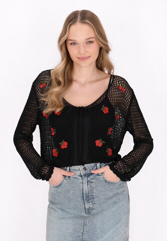 MYMO Gebreid vest 'Comfy' in Zwart: voorkant