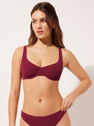 CALZEDONIA Balconette Bikinitop 'CRINKLE WAVES' in Rot