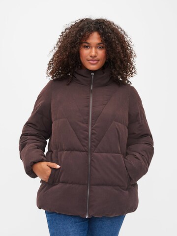 Zizzi Between-Season Jacket 'CAPEACHY' in Brown: front