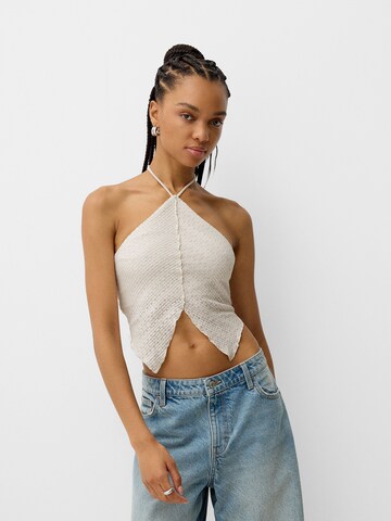 Tops en tricot Bershka en blanc : devant