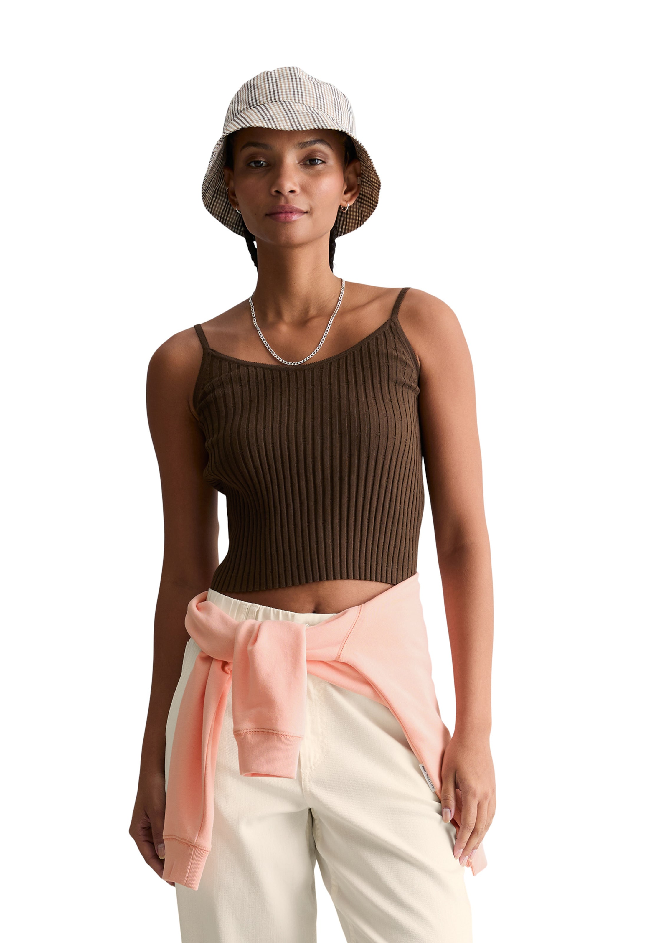 Marc O'Polo DENIM Top in Bruin: voorkant