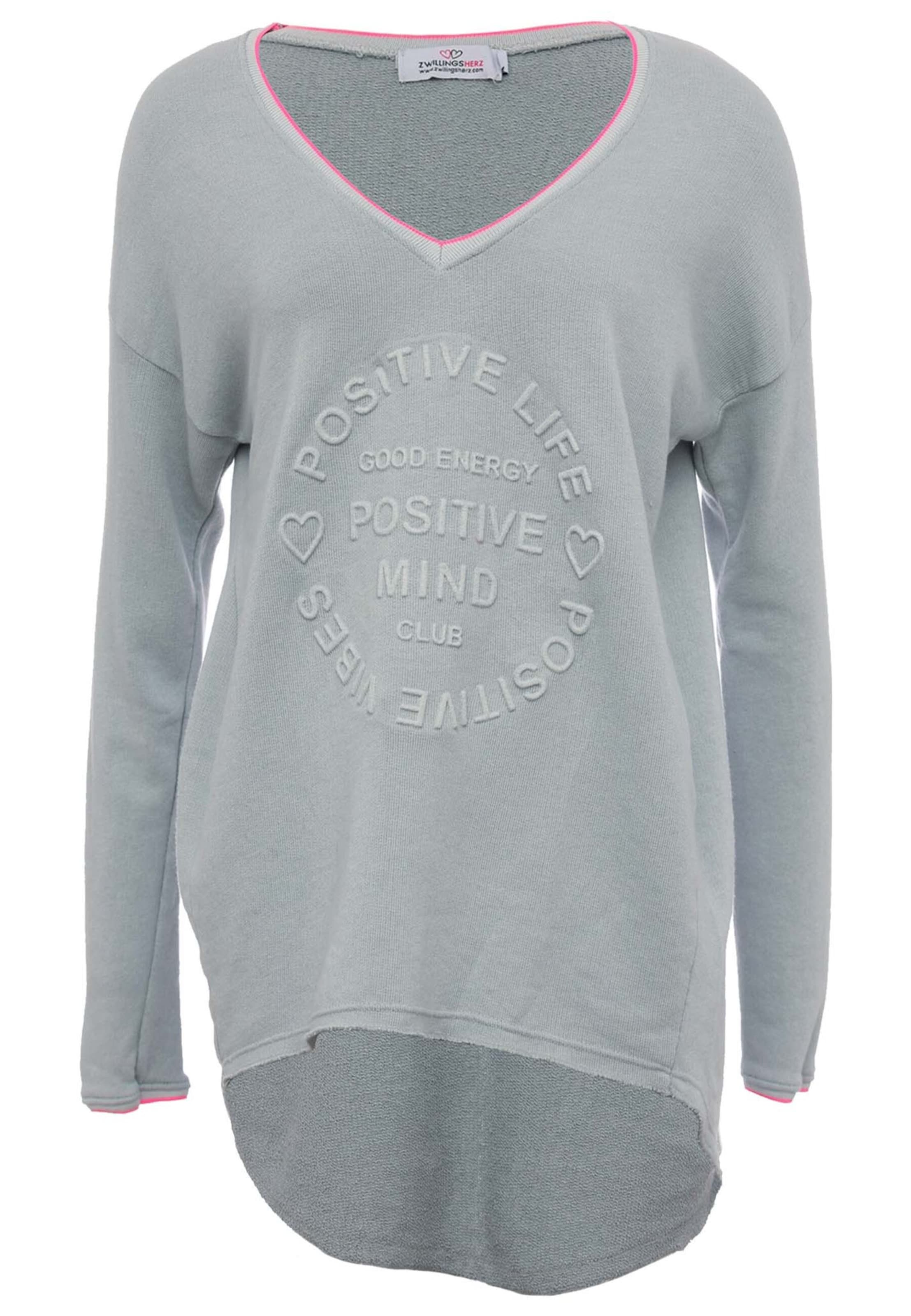 Sweat-shirt Zwillingsherz en gris : devant