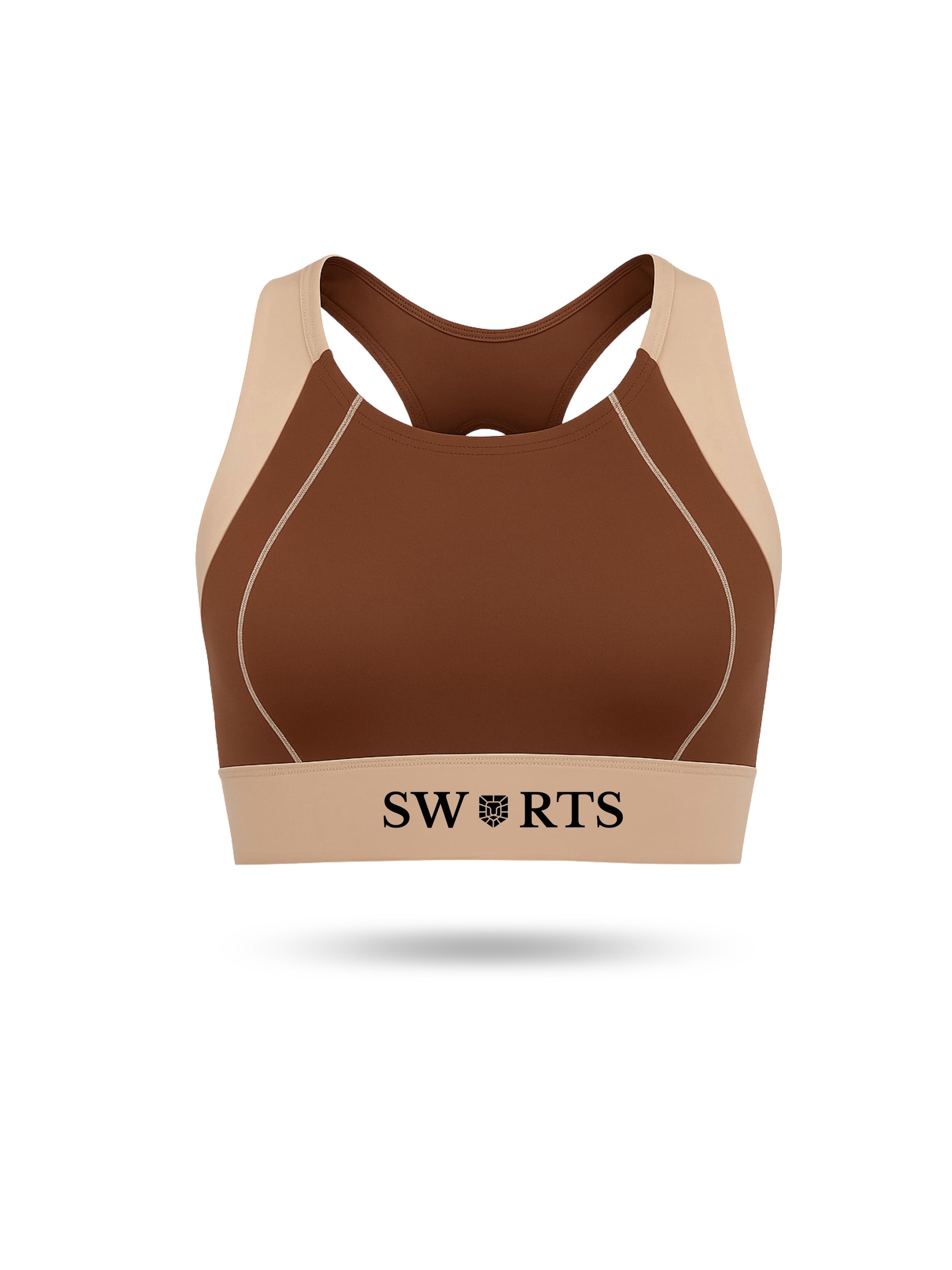 SWORTS Bustier Sport-BH 'ROAR'‌‌‌‌‌‌ in Braun: Vorderseite
