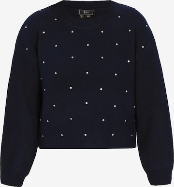 Pullover di faina in blu: frontale