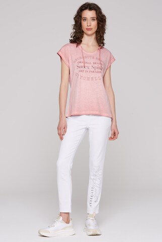 Soccx Ärmelloses Kapuzenshirt mit Glitter Puffprint in Rot