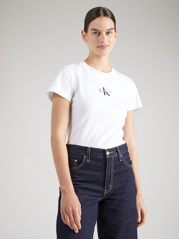 Calvin Klein Jeans Тениска в бяло: отпред