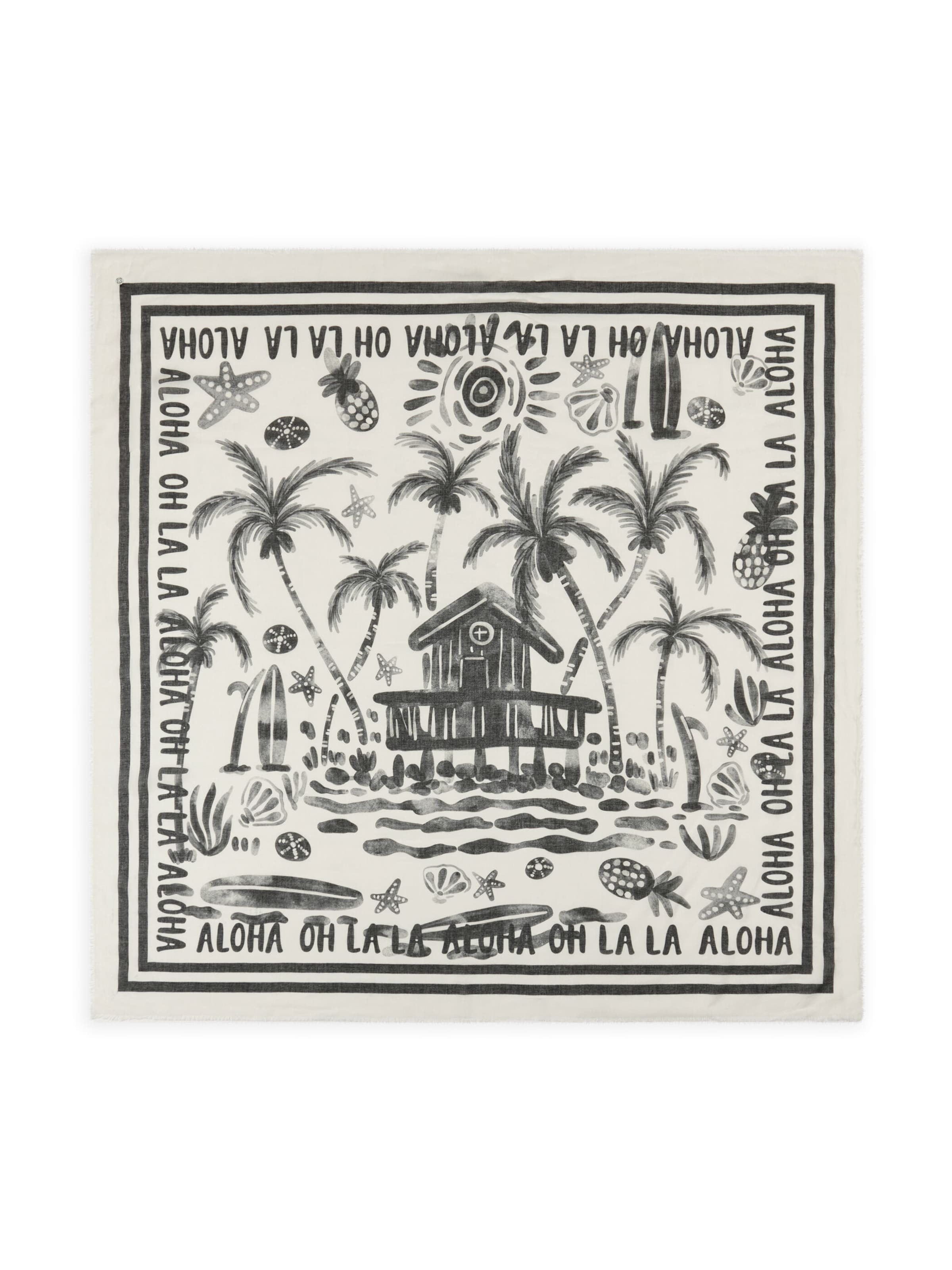 CODELLO Tuch mit Strand-Motiven in Schwarz