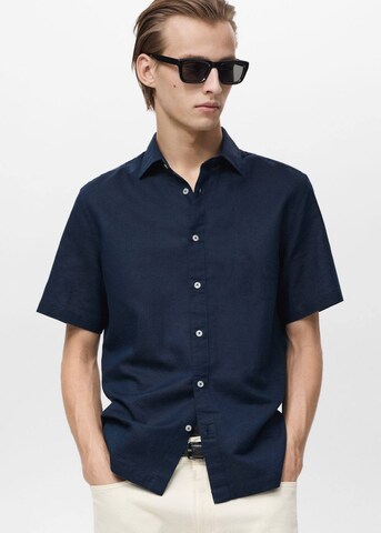 MANGO MAN Regular fit Button Up Shirt 'Ants' in Blue