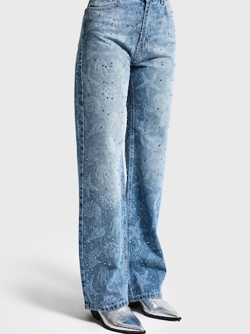 Regular Jean 'RHINESTONE STRAIGHT MID RISE JEANS' IT'S BASIC en bleu