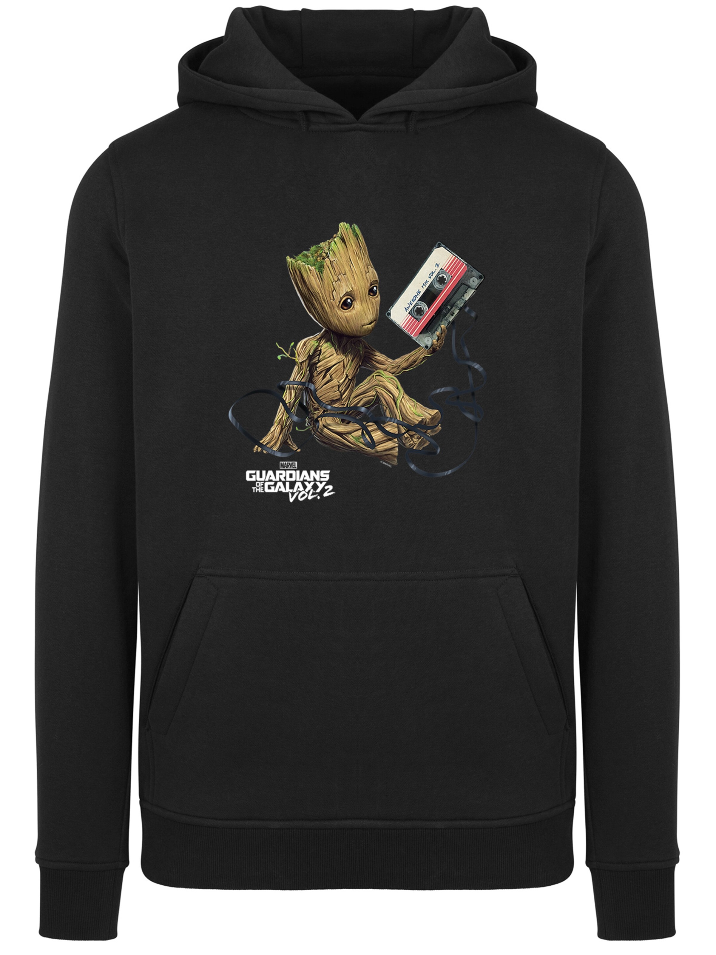 F4NT4STIC Sweatshirt 'Marvel Guardians Of The Galaxy Vol2 Groot Tape' in Zwart: voorkant
