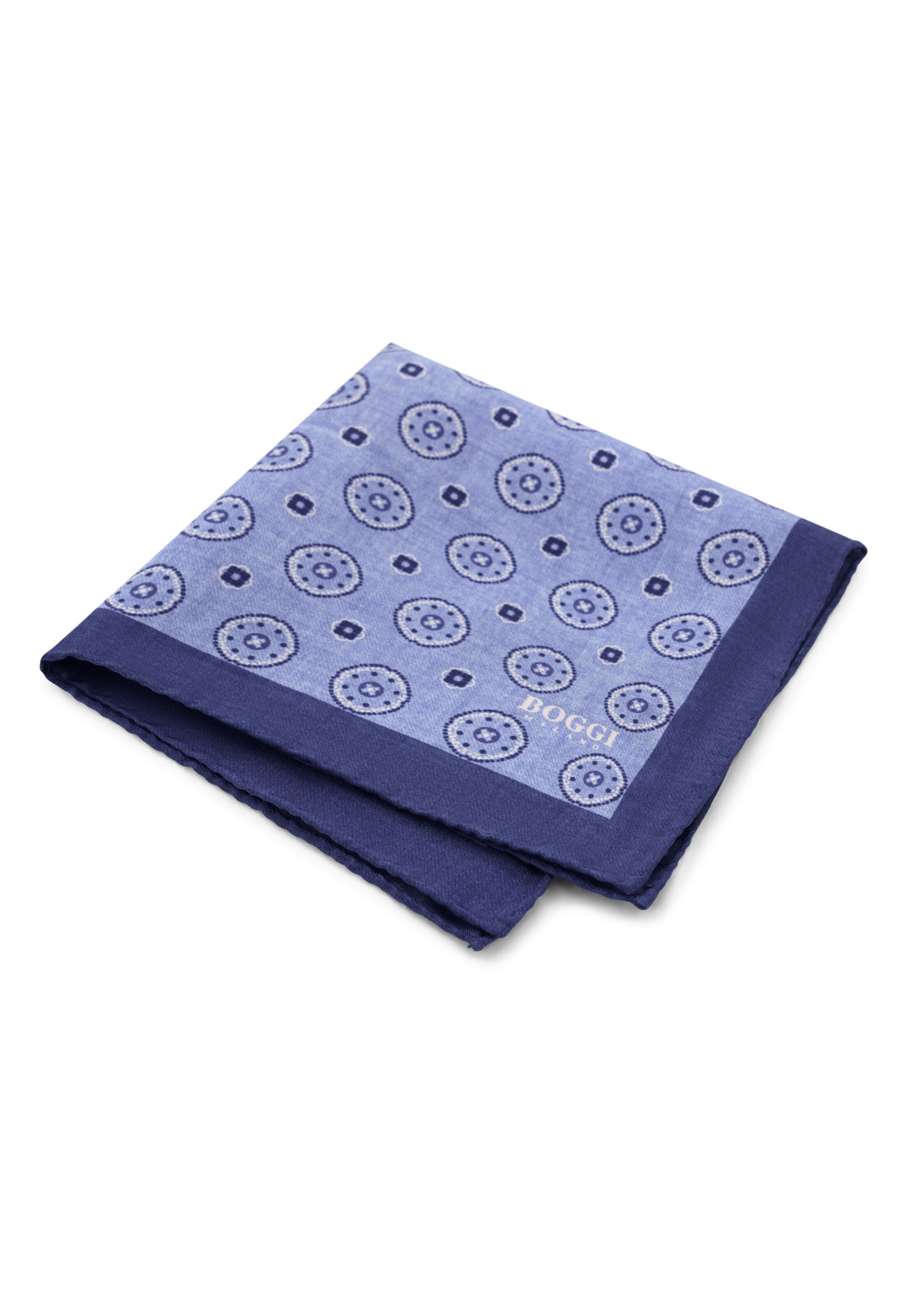Boggi Milano Pochet in One Size in de kleur Lichtblauw / Donkerblauw / Wit, Productweergave