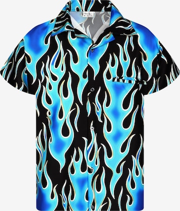 King Kameha Shirt 'Flames Wild' in Blue: front
