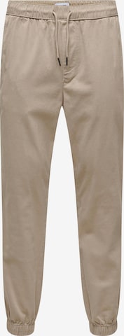 Effilé Pantalon 'LINUS' Only & Sons en beige : devant