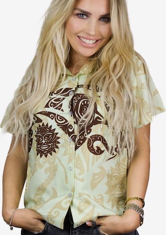 King Kameha Bluse 'Maori Chest' in Beige: Vorderseite