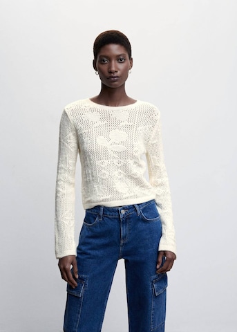 MANGO Pullover 'Flower' in Beige: predná strana