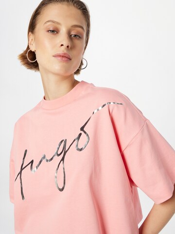 HUGO Μπλουζάκι σε ροζ