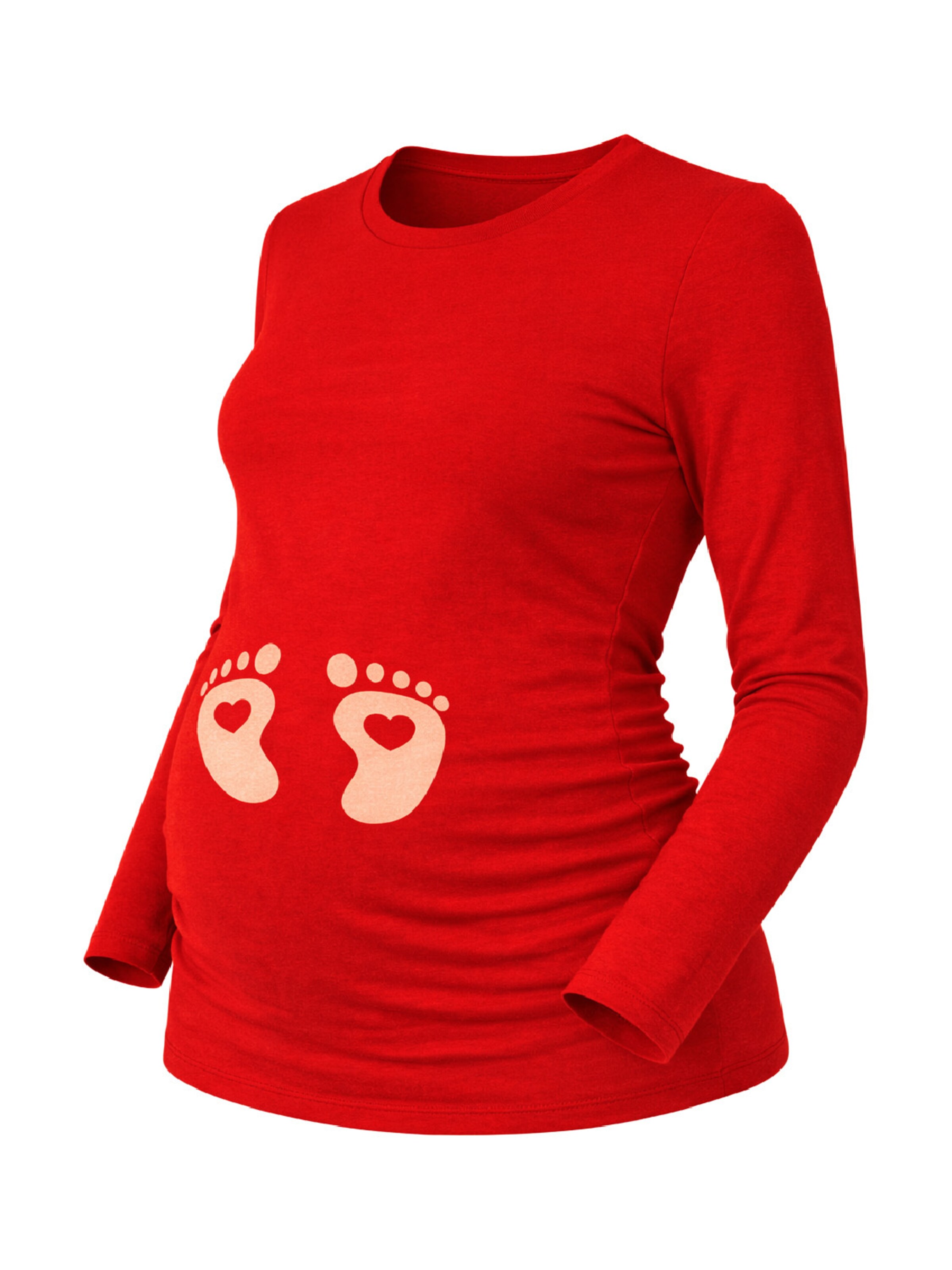 M.M.C. Shirt 'Baby Füße Umstandslangarmshirt' in Red: front