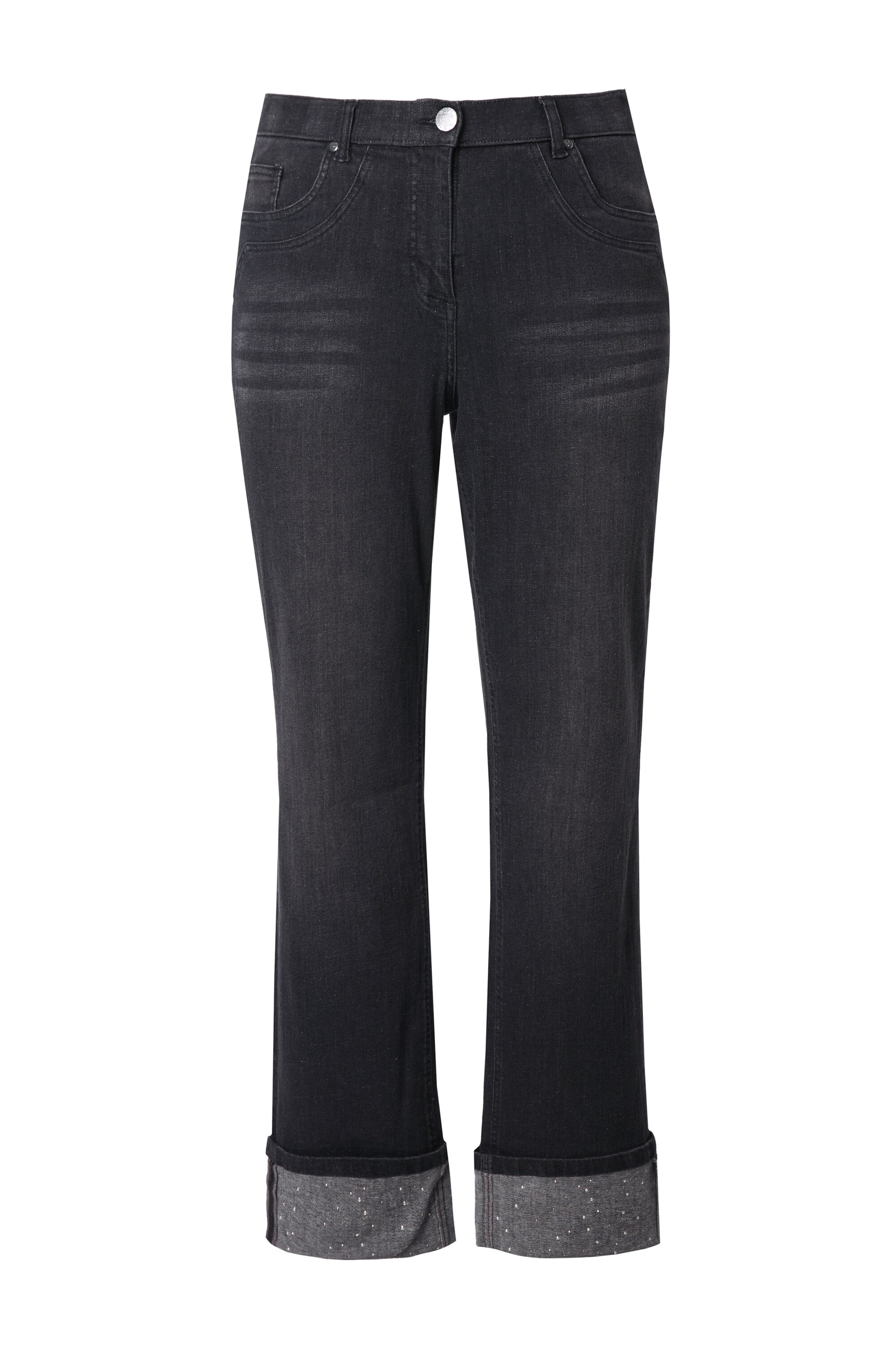 Ulla Popken Bootcut Jeans in Zwart: voorkant