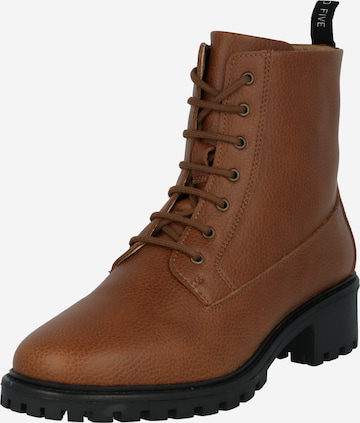 NINE TO FIVE Lace-Up Ankle Boots 'Mira' in Brown: front