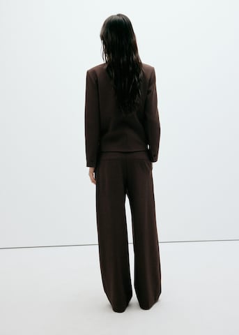 MANGO Wide leg Bandplooibroek 'LEO' in Bruin
