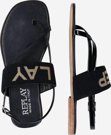 REPLAY T-Bar Sandals in Black
