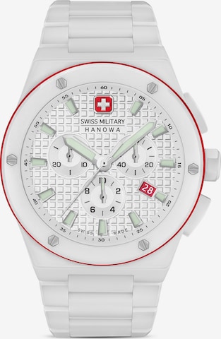 SWISS MILITARY HANOWA Analoog horloge 'Sidewinder Ceramic' in Wit: voorkant