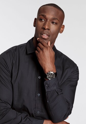 DELMAO Slim Fit Businesshemd in Blau