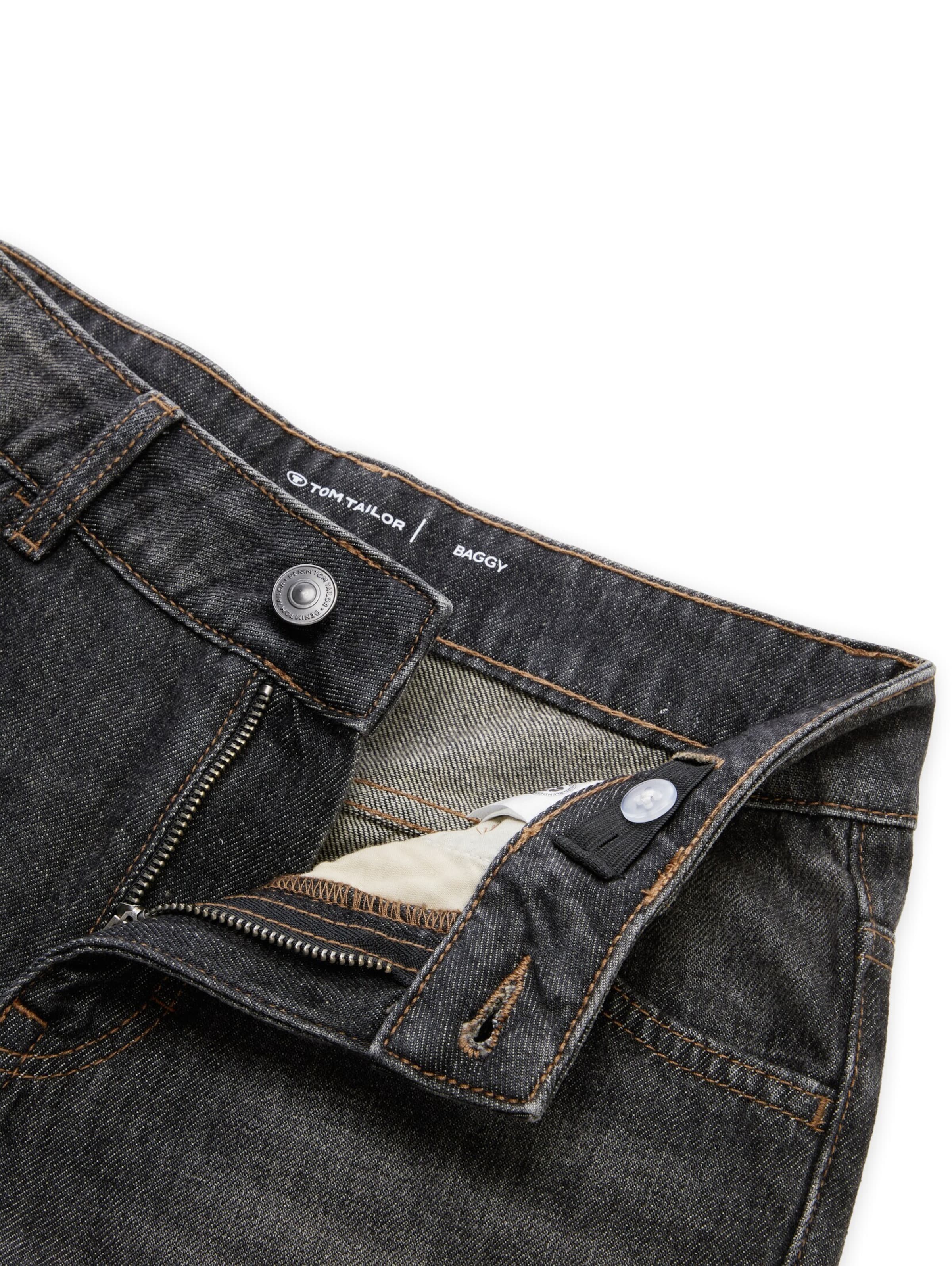 TOM TAILOR Loosefit Jeans in Zwart